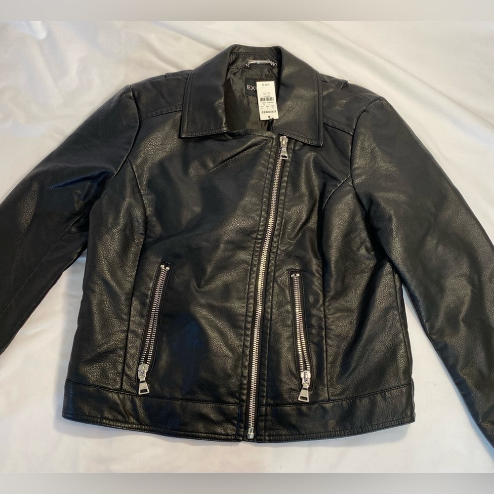 NWT Express Faux Leather Moto jacket Black XL